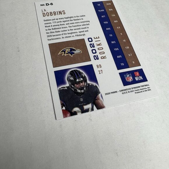 2020 Panini Chronicles #D-6 JK Dobbins Rookie Dynagon Ravens Chargers Broncos RC - Picture 5 of 6
